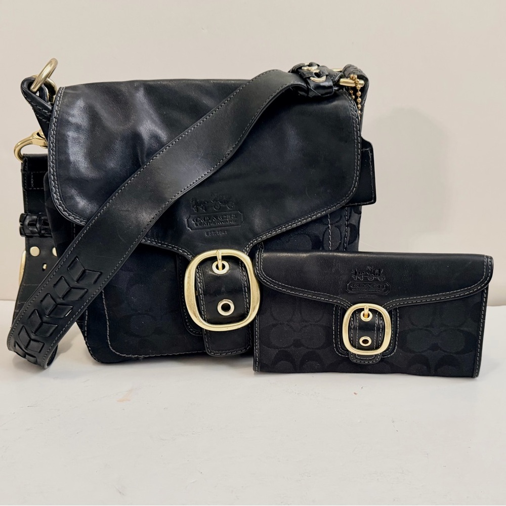 🐝 Coach Signature Bleecker Bag Black
F0794-11434 and Wallet Braided Leather - Picture 7 of 16